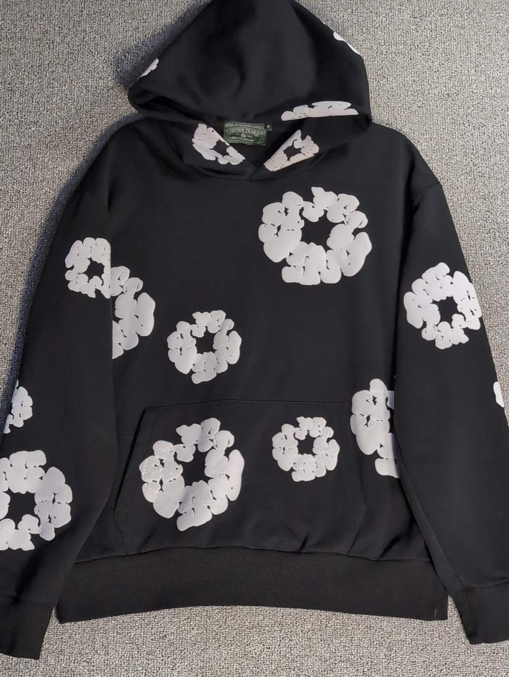 Denim Tears African Diaspora Goods Hoodie Size Medium in Black Cotton Wreath